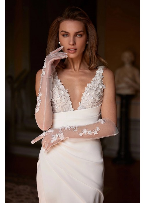 Luxury Wedding Dress - Mermaid Beaded Lace with Small 3D Flowers - Calla Dream - LDK-08314.00.17